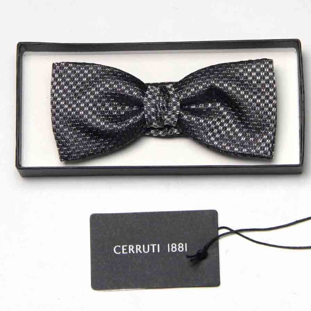 CERRUTI 1881 Men's 100% French Silk Bow Tie Pre-Tie Men's